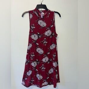 Floral Sleeveless Dress in Red and White